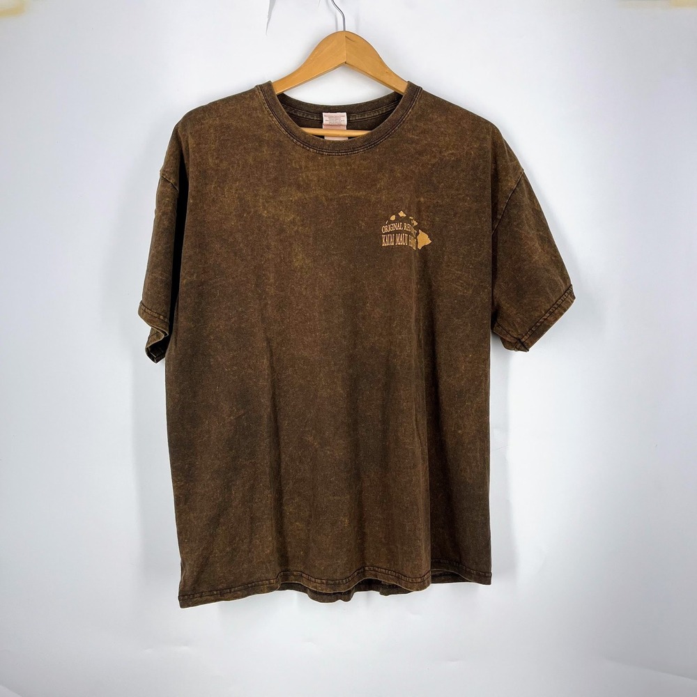 Gildan Original Red Dirt Maui Hawaii Graphic T-Shirt Mens Brown Mineral Wash XL